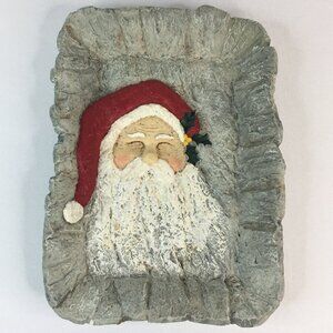 Santa Claus Decorative Christmas Display Dish Whimsical Rectangular Tray